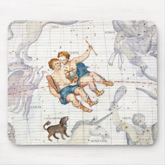Konstellation Zwillinge mit Canis-Minderjährigem, Mousepad (Vorne)
