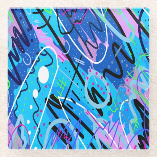 Konstellationen Abstrakter Kunst Glasuntersetzer (Vorderseite)