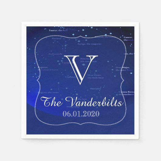 Konstellationen auf Blue Wedding Napkin Serviette (Vorderseite)