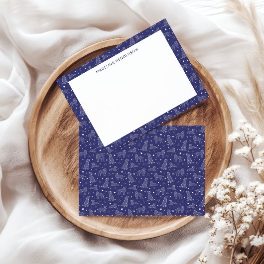 Konstellationen von weißen Hunden dunkelblaues Mon Mitteilungskarte