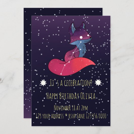 Konstellationsfuchs Einladung (Vorne/Hinten)