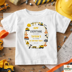 Konstruktion 1. Geburtstag Baustellen-LKW-Party Baby T-shirt