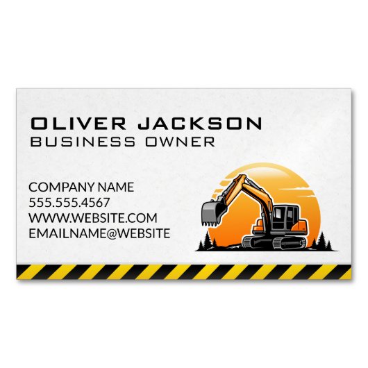 Konstruktion | Baggerfahrzeug Magnetische Visitenkarte (Vorderseite)