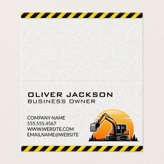 Konstruktion | Baggerfahrzeug Visitenkarten (Außenseite Aufgefaltet)
