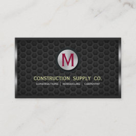 Konstruktion Gerahmter Monogramm Dunkler Metallgit Visitenkarte