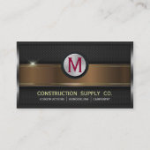 Konstruktion Gerahmtes Monogramm Goldener Streifen Visitenkarte (Vorderseite)