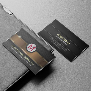 Konstruktion Gerahmtes Monogramm Goldener Streifen Visitenkarte