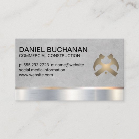 Konstruktion | Hammer und Dachziegel Visitenkarte (Vorderseite)