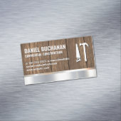 Konstruktion | Holz Metallisch | Sägen von Hammerw Magnetische Visitenkarte (Beispiel)