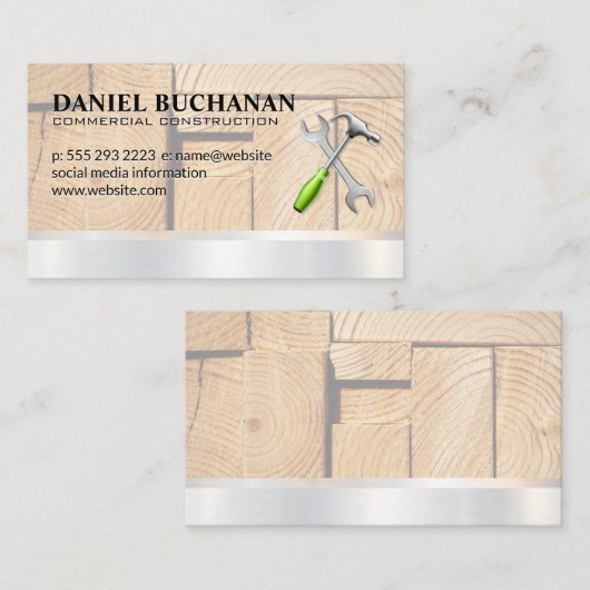 Konstruktion | Holz schneiden | Hammer Wrench Visitenkarte (Vorne/Hinten)