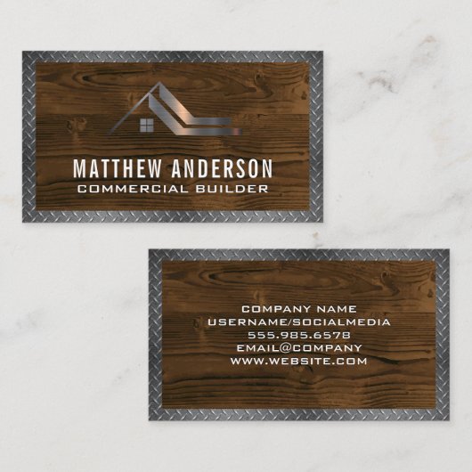 Konstruktion | Holzdiamant-Metall Visitenkarte (Vorne/Hinten)