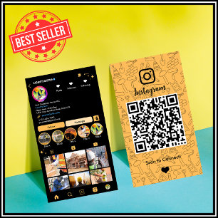 Konstruktion Instagram Pfirsich   QR-Code Visitenkarte