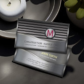 Konstruktion Metalle Gerahmt Monogramm Silbermetal Visitenkarte