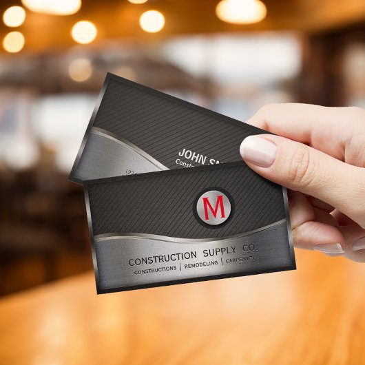 Konstruktion Monogram LOGO Black und Silver Metal Visitenkarte