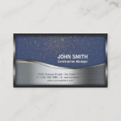 Konstruktion Monogram LOGO Silver Metal Blue Visitenkarte (Rückseite)