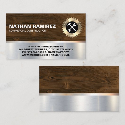 Konstruktion | Säge und Holz | Hardware-Tools Visitenkarte (Vorne/Hinten)