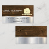 Konstruktion | Säge und Holz | Metallischer Hinter Visitenkarte (Vorne/Hinten)