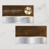 Konstruktion | Säge und Holz | Metallischer Hinter Visitenkarte (Vorne/Hinten)