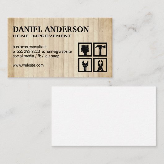 Konstruktion | Symbol für Zimmereinrichtung Visitenkarte (Vorne/Hinten)