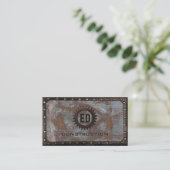 Konstruktion Vintager Monogramm-Rusty-Grunge-Metal Visitenkarte (Stehend Vorderseite)