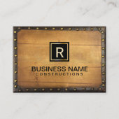 Konstruktion Vintages Lederholzmonogramm Visitenkarte (Vorderseite)