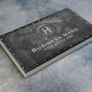 Konstruktion Vintages Monogramm rosty Black Metal Visitenkarte