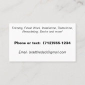 Konstruktion Visitenkarte (Rückseite)