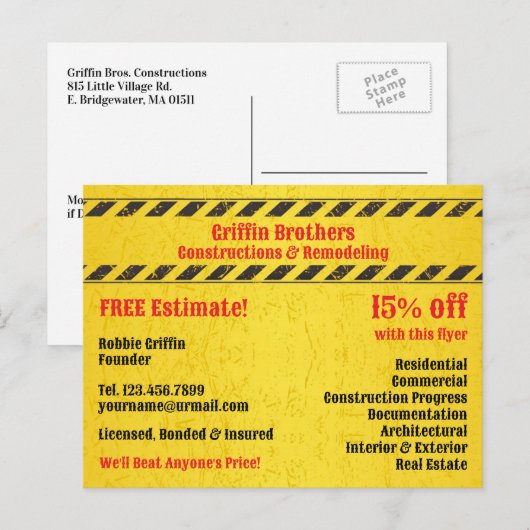 Konstruktionen Postkarte (Vorne/Hinten)