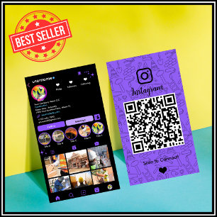 Konstruktions Instagram Lila   QR-Code Visitenkarte
