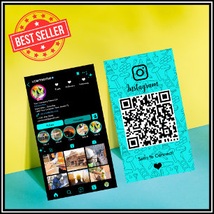 Konstruktions-Instagram-Türkis   QR-Code Visitenkarte