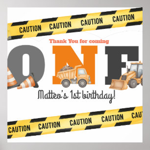 Konstruktionsfahrzeuge Erster Geburtstag Kipper Poster