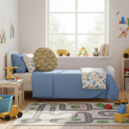 Konstruktionsfahrzeuge und Arbeiter-Mustertuch Rundes Kissen