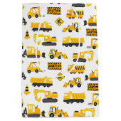 Konstruktionsfahrzeuge und Zeichen Muster weiß Mittlere Geschenktüte (Vorderseite)