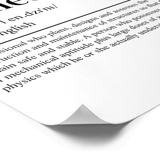 Konstruktionsingenieur - Definition "Funny Enginee Poster (Ecke)