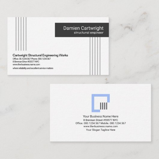 Konstruktionsingenieur für Minimalistische Grau-Ve Visitenkarte (Vorne/Hinten)