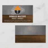 Konstruktionslogo | Blueprints | Stahl | Holz Visitenkarte (Vorne/Hinten)