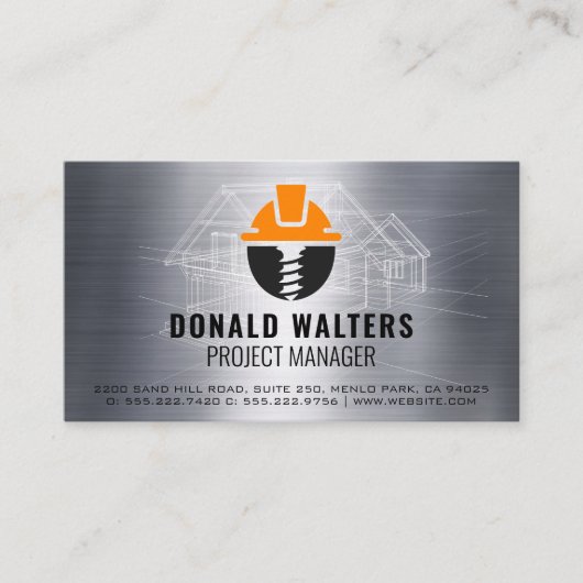 Konstruktionslogo | Konzept | Metall Visitenkarte (Vorderseite)