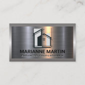 Konstruktionslogo | Line Art Style | Metall Visitenkarte (Vorderseite)