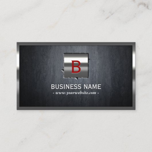 Konstruktionsmetall Gerahmt Modernes Monogramm Visitenkarte (Vorderseite)