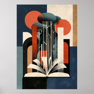 Konstruktivistischer Lesewald Geometrischer Buchli Poster