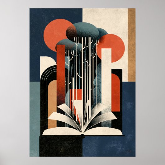 Konstruktivistischer Lesewald Geometrischer Buchli Poster (Vorne)