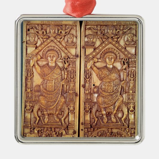 Konsulats- Diptych Anastasius geschnitzt Silbernes Ornament (Vorne)