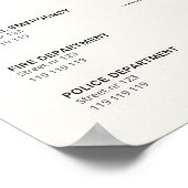 Kontakt im Notfall Hostel Bed & Breakfast Infos Poster (Ecke)