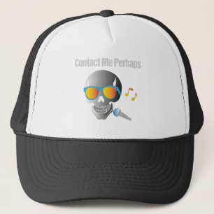 Kontaktiere mich vielleicht Edgy Skull Mic Grafik Truckerkappe