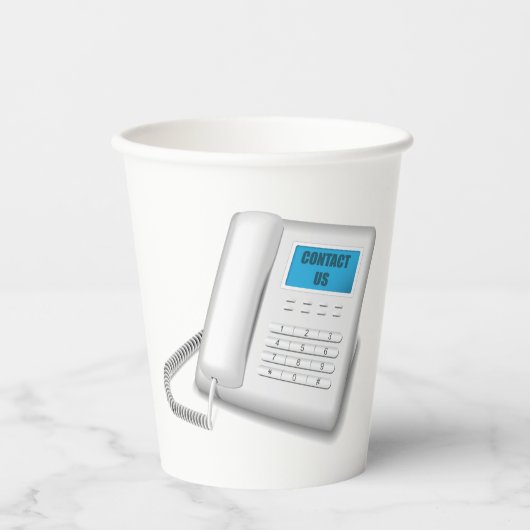 Kontaktieren Sie uns Telefon Pappbecher (Vorderseite)
