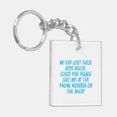 Kontaktinformation zu albernen verlorenen Tasten Schlüsselanhänger (Vorderseite links)