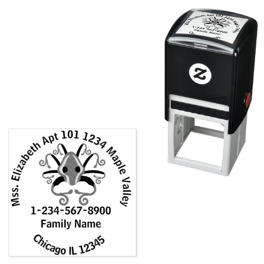 Kontaktinformationen für die Graue Tintenfisch Zuh Permastempel (Beispiel)