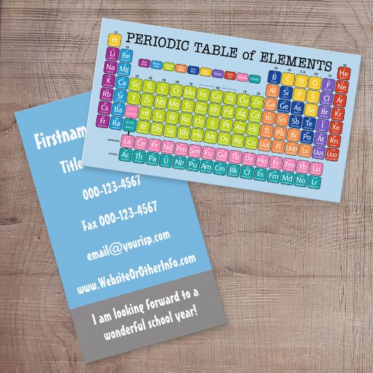 Kontaktinformationen für Wissenschaftslehrer Visitenkarte