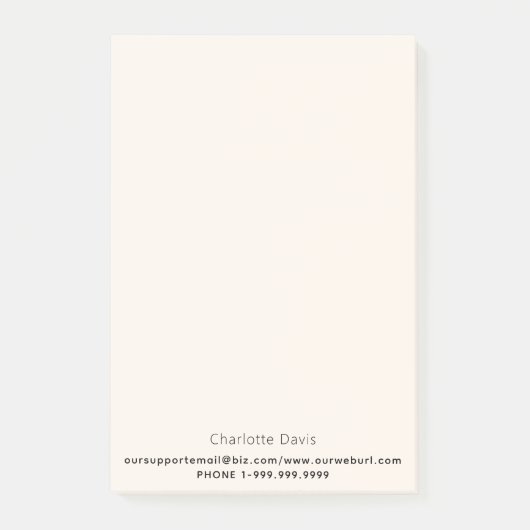 Kontaktinformationen zu Beige Creme Post-it Klebezettel (Vorderseite)