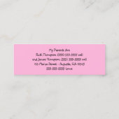 Kontaktinformationen zu mehrfarbigen Dot Kids Telefonnummerkarte (Rückseite)